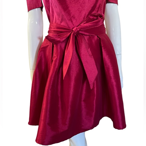 NWT Papaya Satin Bow-Tie Open Back/Shoulder Choker Red Mini Dress SZ L❤️ - Picture 7 of 15